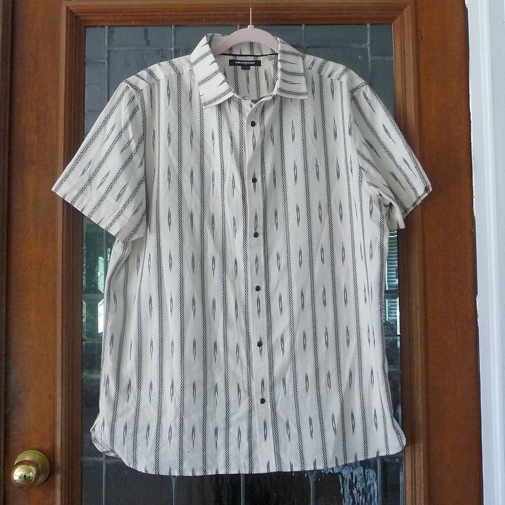 KARL LAGERFELD PARIS PEARL SNAP SHIRT XL